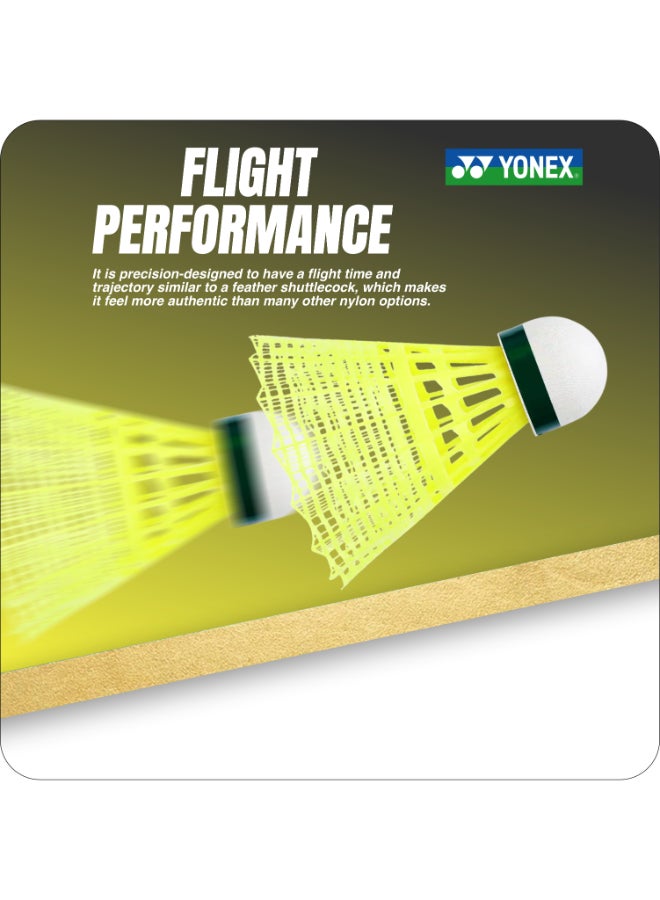 يونيكس كرات ريشة يونيكس مافيس 600 نايلون صفراء - عبوة من 6 كرات ريشة صناعية للريشة الطائرة تتميز بثبات الطيران، والمتانة العالية، والسرعة الثابتة للتدريب والمباريات - Image 2